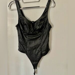 BLACK LEATHER BODY SUIT